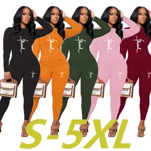 J & H ชุดกางเกงสองชิ้นแฟชั่นปี2023สำหรับผู้หญิง,ชุดเลกกิ้งสีพื้นเสื้อผ้าไซส์ใหญ่พิเศษปี S-5XL