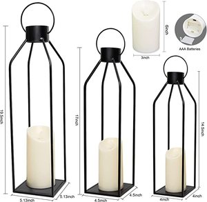 19.5''17''14.5'' <strong>Lanterns</strong> Decorative W/ Flickering LED Candles <strong>Tall</strong> Large Metal Candle Holders <strong>Lanterns</strong> and Candle Jars Set of 3 - Product Image 6