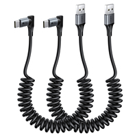 Cable de Datos SUNGUY Tipo-C de Carga Rápida de 18W, Cable USB C de Ángulo Recto, Cable USB Retráctil para Teléfono Móvil, Banco de Energía y Uso en Automóvil