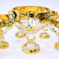 Bol haut de gamme assiette à Dessert main de traçage en or pur de haute qualité 24k or traçage fleur assiette de fruits bol en verre