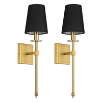 Lampu Dinding Besi Hitam Desain Baru ETL Stok AS, Lampu Dinding Modern untuk Rumah, Hotel, Dekorasi dengan Kap Lampu Kain Kerucut