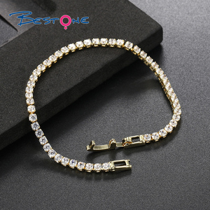 Bestone Fashion Trendy - Cadena de Tenis Redonda de Circonita Chapada en Oro de 18K, Pulsera Unisex para Aniversario, 2.5mm 3mm 4mm - Product Image 4