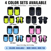 Lot de 6 protections pour genoux, coudes et poignets pour enfants, coque rigide en PP, pour skateboard et roller