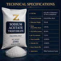 Acetato de Sodio Trihidratado 99% de Pureza pH 7.5-9.5 para Tratamiento de Agua de Calderas, Inhibidor de Incrustaciones