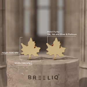 Pendientes de Oro Blanco Sólido de 14K con Forma de Hoja de Arce para Mujer, Joyería Minimalista Inspirada en la Naturaleza, Pendientes de Hoja de Otoño en Oro Liso, Regalo - Product Image 2