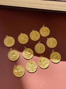 Collier personnalisé vintage Xinfly avec broche, bijoux personnalisés, pendentif en or massif 18 carats, pendentif du zodiaque à 12 constellations - Product Image 2