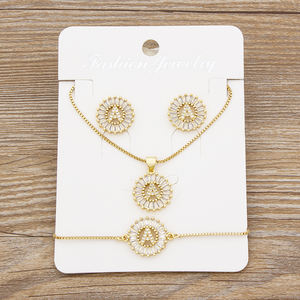 QIKU vendita calda 26 lettere collana + orecchini + bracciale donna iniziale alfabeto ciondolo nome ciondolo rame zircone gioielli set regalo - Product Image 1