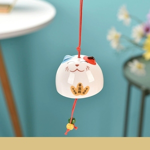 Cloche à vent Furin japonaise en forme de chat porte-bonheur, avec perles colorées, ornement suspendu pour fenêtre, balcon, décoration de la maison - Product Image 4