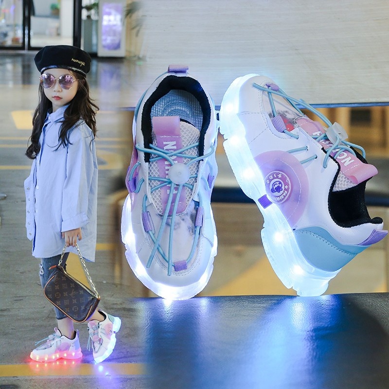 Supermax Wholesale Cheap Price Children's Sports Luminous Sole Shoes Girls Boys Fashion Casual Kid Sneakers Spring Autumn