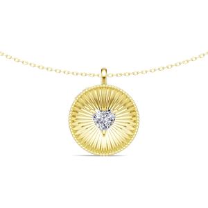 Joyería de diseño Original 925 corazón de plata Zirconia cúbica chapado en oro Sunburst rayos rayas círculo geométrico disco colgante collar - Product Image 1