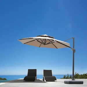 Lüks büyük konsol şemsiye açık veranda bahçe şemsiyesi alüminyum mobilya güneş devirme şemsiye tabanı