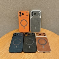 Nouvelle coque de téléphone de luxe en cuir PU et TPU, magnétique, compatible avec la charge sans fil, antichoc, pour iPhone 17 Pro Max 16 15 14 13 Pro