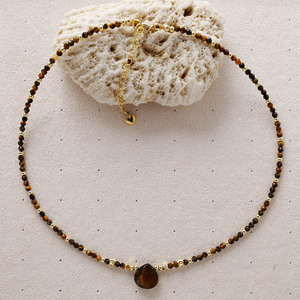 Collier avec pendentif en forme de larme en œil de tigre, pierre naturelle, alliage de cuivre, bijoux, cadeau pour femmes - Product Image 2