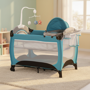 <span class=keywords><strong>Lit</strong></span> de voyage pliable <span class=keywords><strong>pas</strong></span> <span class=keywords><strong>cher</strong></span> au design tropical, parc pour bébés, berceau métallique pour bébés et enfants, chambre, hôtel ou salon - Product Image 3