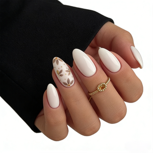 Venta al por Mayor de 10 <span class=keywords><strong>Uñas</strong></span> Postizas de Cobertura Completa Hechas a Mano, Estilo Europeo, Diseño de Almendra Blanca, <span class=keywords><strong>Uñas</strong></span> Acrílicas Artificiales - Product Image 6