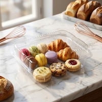 Boîte à gâteaux, à sandwichs, à pâtisseries et à fruits en PET écologique haute transparence avec trous de ventilation sur le couvercle transparent, 225x180x90mm