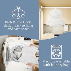 4D Luxury Fish Tail <b>Bath</b> Breathable Mesh for Head Neck Shoulder Back Support Spa Tub <b>Pillow</b> With 6 Powerful Suction Cups - Product Image 4