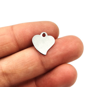 Pendentifs en forme de cœur en acier inoxydable, surface lisse de 20mm, pour la fabrication de bijoux, colliers, bracelets, accessoires, vente en gros en vrac - Product Image 2
