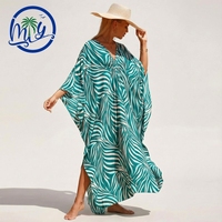 Robe longue de plage imprimée ample, cache-maillot de bain, caftan, maillot de bain pour femme, logo personnalisé, faible MOQ