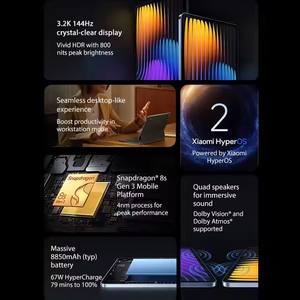 Versión global Xiao <span class=keywords><strong>Mi</strong></span> <span class=keywords><strong>Pad</strong></span> 7 <span class=keywords><strong>Pro</strong></span> 8s Gen <span class=keywords><strong>3</strong></span> Altavoces cuádruples Pantalla de 11,2 "Wi-Fi 7 8850mAh Google AI Assistant Tablet PC - Product Image 3