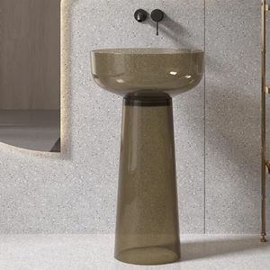 Chine production <span class=keywords><strong>en</strong></span> usine Nouveau Design Transparent Bleu 100% Pur Acrylique Pierre Artificielle Lavabo - Product Image 3