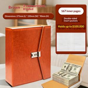 <span class=keywords><strong>Carnet</strong></span> de rangement en cuir de luxe avec reliure métallique et emballage cadeau élégant, pochette pour ranger les billets de banque - Product Image 2