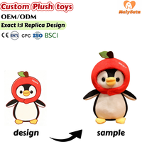 Peluche personnalisée Pingouin en Cagoule Pomme, Réplique de Dessin 1:1, Animal en Peluche OEM ODM, Poupée en Peluche avec Logo Personnalisé pour Cadeau et Souvenir