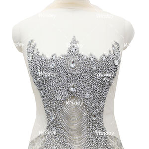 High End gümüş büyük cam parlak taş özel Rhinestone korse kristal aplike yama için balo kıyafetleri - Product Image 4