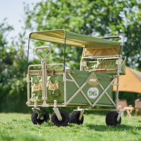 Chariot de camping pliable pour enfants, poussette à pousser et à tirer, chariot de camping avec auvent haute visibilité, remorque de transport extérieure