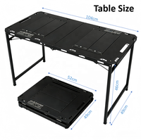 Table de camping IGT pliable hydraulique robuste pour pique-nique familial, cuisine en plein air, barbecue, installation rapide