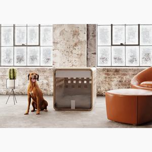 Gabbia per Cani da Interno Pieghevole e Richiudibile in Acrilico Trasparente con Telaio in Legno, Arredo di Design Moderno e Personalizzato - Product Image 4