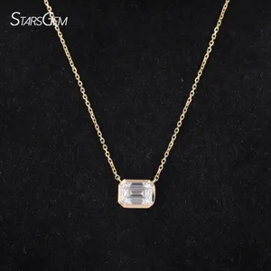 Emerald cut synthetic diamond 14k gold 1.1ct industrial diamond necklace IGI certified CVD HPHT lab grown diamonds necklaces