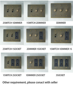 Interruttore a Levetta in Ottone Personalizzato, Bronzo Verde, Stile Retrò, Piastra in Ottone, Standard Americano 110V, <span class=keywords><strong>Presa</strong></span> a 3 Gang con Interruttore a Tirante - Product Image 4