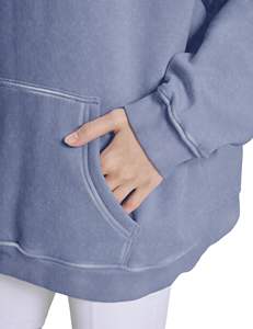 Automne hommes pur lavage à l'acide sweats à capuche personnalisés solide coton mélangé basiques avec un design unique en gros basiques sweats à capuche - Product Image 6