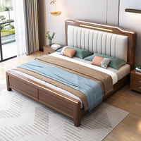 Lit double en bois massif blanc pour chambre à coucher, avec matelas, taille Queen – Meuble de chambre à coucher en promotion