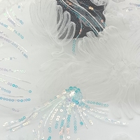 Tissu en maille florale 3D en polyester 100 % avec broderie de sequins scintillants, vente en gros d'usine