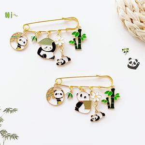原创合金中国风可爱竹子国宝熊猫胸针国潮别针包袋徽章情侣配饰 - Product Image 2