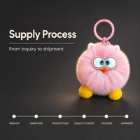 Porte-clés hibou mignon et moelleux à grandes yeux, pompon, breloque de sac pour sac à dos et sac à main