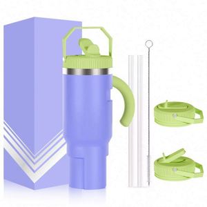 Hot Sale 40oz Bottle with Handle <b>Mug</b> Cup Thermal Stainless Steel Tumbler with Straws Vacuum Flask <b>Insulated</b> Portable Cup - Product Image 2