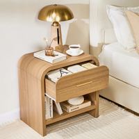 Ensemble de 2 tables de chevet modernes en bois, armoires de chevet à coins arrondis, table de rangement à 2 tiroirs, chambre à coucher, salon