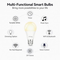 Ampoules LED intelligentes E27 A60 CW 9W 806 LM Tuya Wifi pour Alexa Google App Control, ampoules LED intelligentes à intensité variable pour la maison