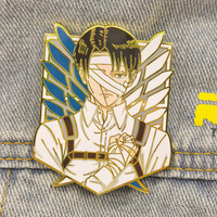 Pin de Esmalte de Alta Calidad de Anime AOT Levi, Versión Vendada, Alas de la Libertad, Broche Metálico para Decorar Chaquetas y Mochilas
