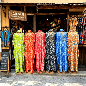 <span class=keywords><strong>Boubou</strong></span> <span class=keywords><strong>Femme</strong></span> Africain Kanga en Polyester Léger et Respirant, Écologique, Coupe Ample, Idéal Printemps, Été, Automne - Product Image 1