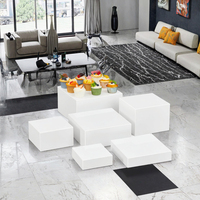 6 supports de présentation carrés en acrylique blanc grand format, écologiques et modernes, pour buffets, présentoirs de table et fournitures de décoration de gâteaux