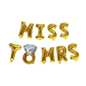 Ballon en or rose de 16 pouces avec lettre <span class=keywords><strong>Miss</strong></span> to Mrs Bague en diamant pour décoration de fête de mariage Ballon en aluminium - Product Image 4