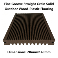 Solid Composite Decking Straight Grain Fine Groove Eco-Friendly Anti-Slip Wood Plastic Flooring 140mmx20mm Garden Waterproof