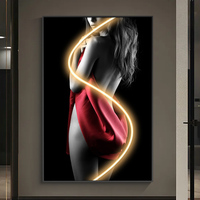 Peinture décorative lumineuse de la ligne de beauté, nouvelle conception 2024, personnage imprimé en haute définition, œuvre d'art pour salon, chambre à coucher, peinture artistique à LED