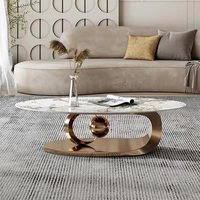 Table basse ovale exquise pour la maison, base en forme de boule dorée, design unique, table à thé, table d'appoint pour la maison, l'hôtel, la villa, le salon
