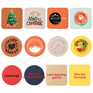 Posavasos nórdicos de cuero PU, serigrafía de prensa en caliente, posavasos de cuero personalizado con aislamiento impermeable - Product Image 5