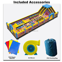 Parc d'attractions gonflable commercial avec parcours d'obstacles, toboggan et jeu Meltdown